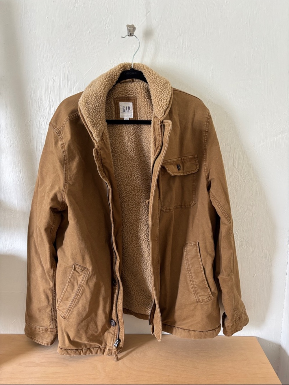 GAP Men's Tan Canvas Sherpa Jacket